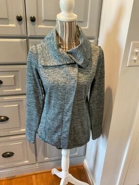 Eddie Bauer Heather Blue Snap Front Sweater Jacket, Size S